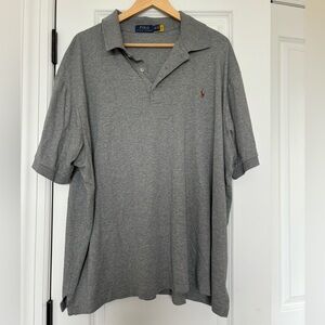 Polo Ralph Lauren Heather Gray Classic Polo Shirt Short Sleeve 2XB Big & Tall